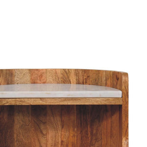 Curved Marble-Top Bedside Table | Sculptural Bedroom Storage