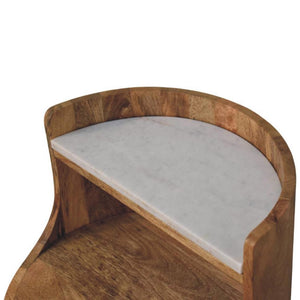 Curved Marble-Top Bedside Table | Sculptural Bedroom Storage