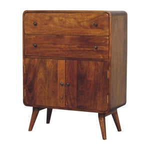 Curved Nordic Cabinet | Solid Mango Wood | Sculpted Storage