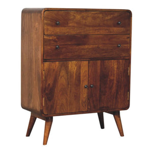 Curved Nordic Cabinet | Solid Mango Wood | Sculpted Storage
