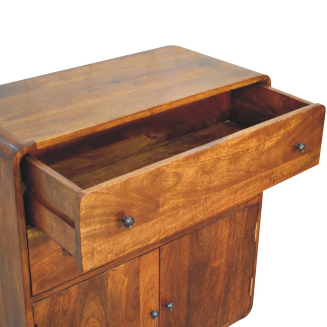 Curved Nordic Cabinet | Solid Mango Wood | Sculpted Storage