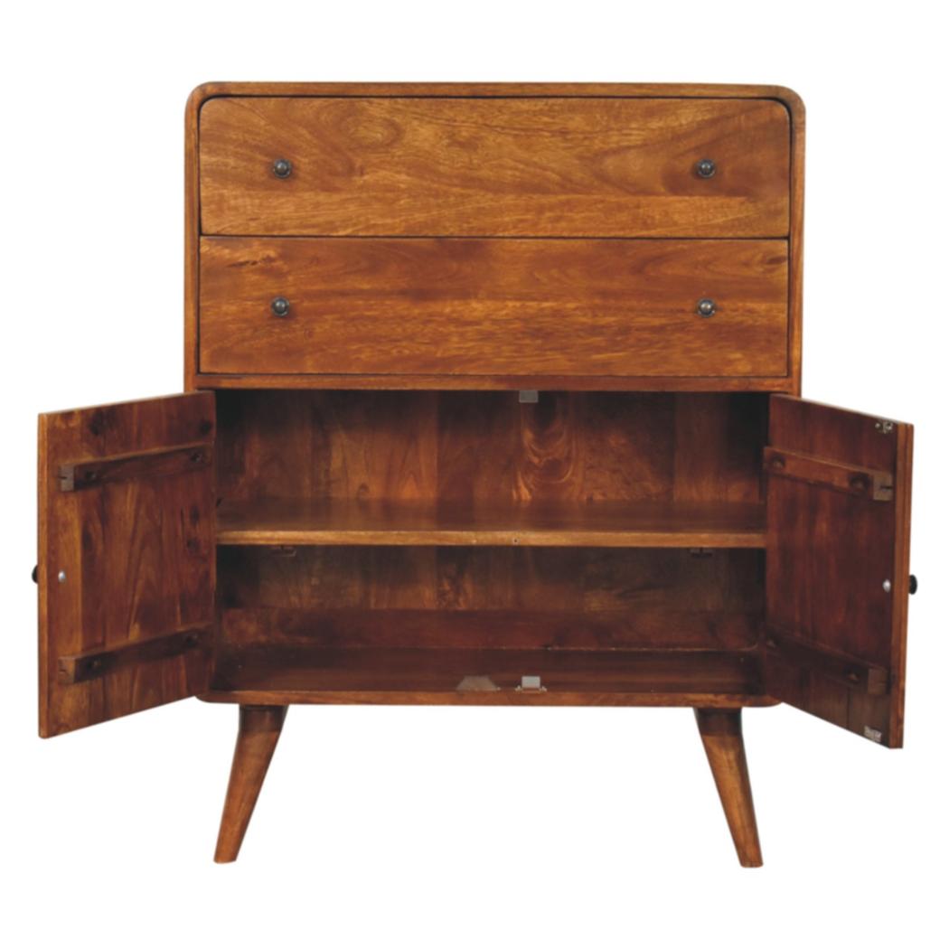 Curved Nordic Cabinet | Solid Mango Wood | Sculpted Storage
