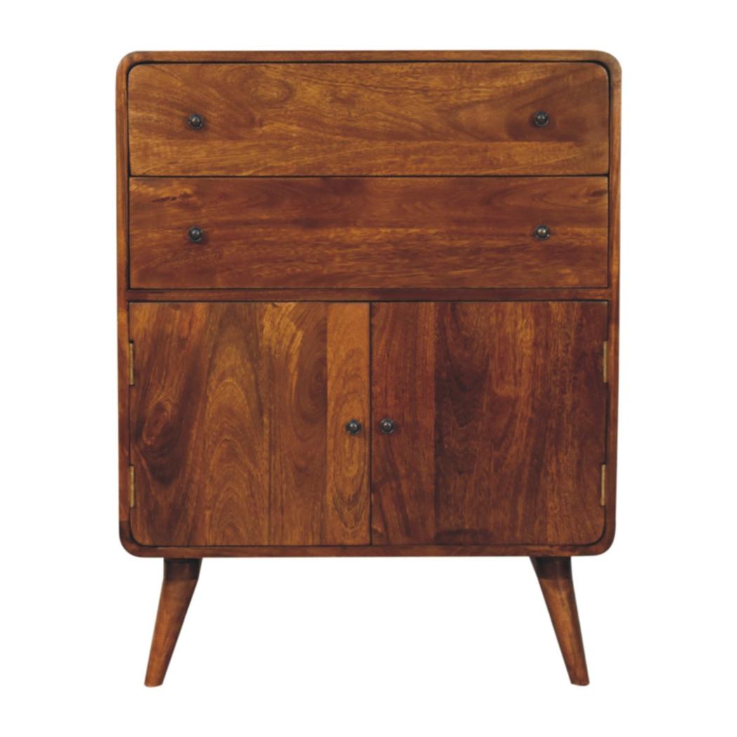 Curved Nordic Cabinet | Solid Mango Wood | Sculpted Storage