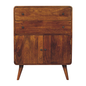 Curved Nordic Cabinet | Solid Mango Wood | Sculpted Storage