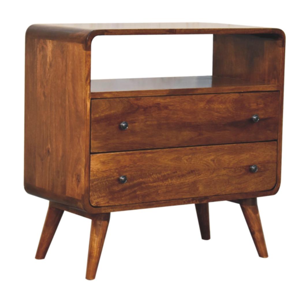 Curved Nordic Console Table | Solid Mango Wood | Sculpted Hallway Design
