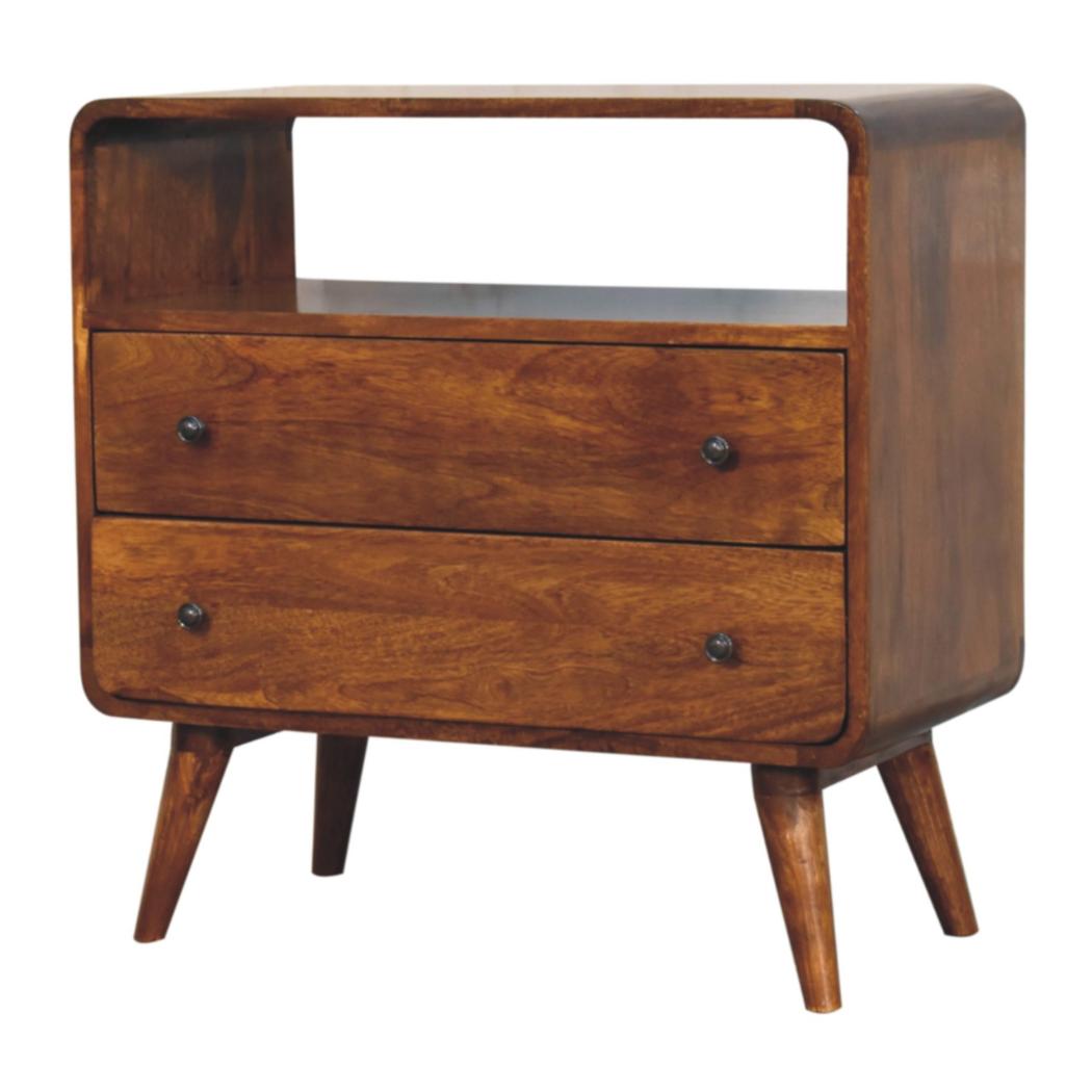 Curved Nordic Console Table | Solid Mango Wood | Sculpted Hallway Design