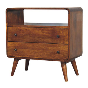 Curved Nordic Console Table | Solid Mango Wood | Sculpted Hallway Design