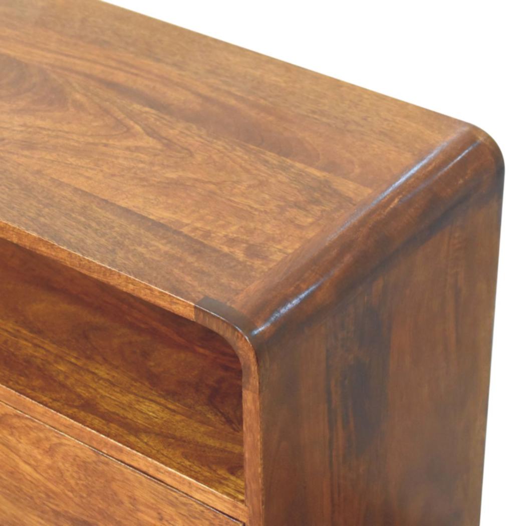 Curved Nordic Console Table | Solid Mango Wood | Sculpted Hallway Design