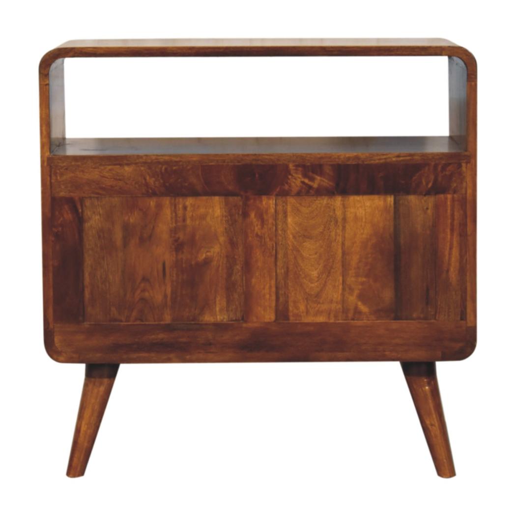 Curved Nordic Console Table | Solid Mango Wood | Sculpted Hallway Design
