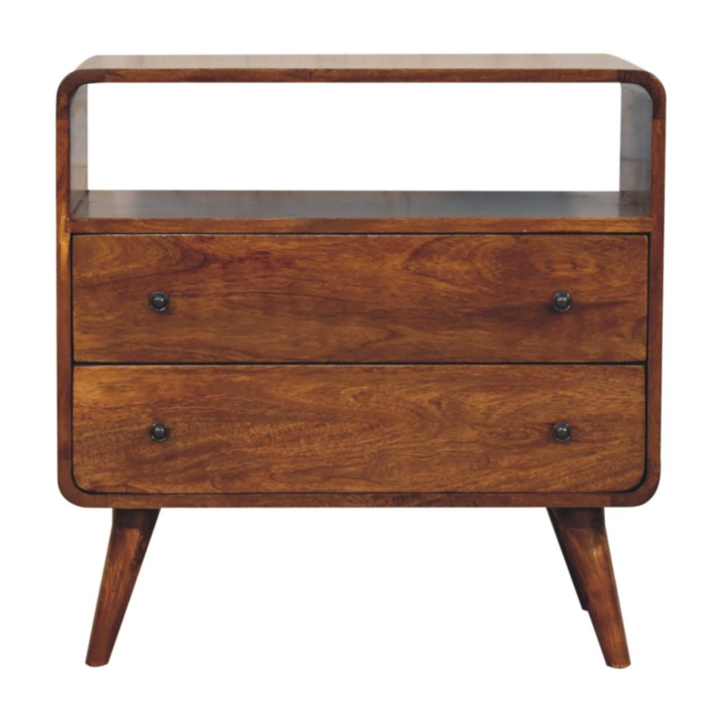 Curved Nordic Console Table | Solid Mango Wood | Sculpted Hallway Design