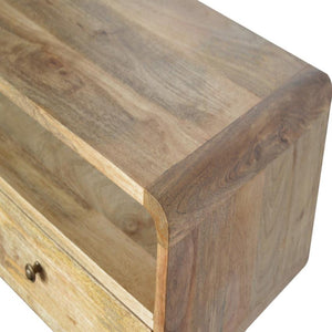 Curved Oak Finish Console Table | 2 Drawers | Solid Mango Wood
