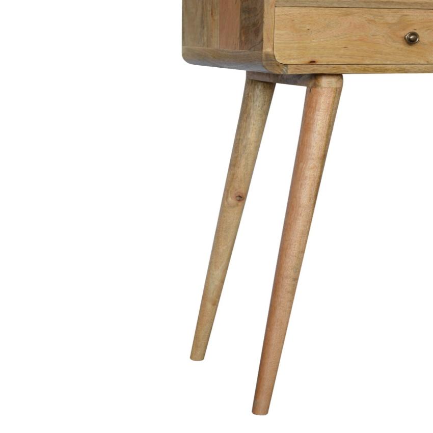 Curved Oak Finish Console Table | 2 Drawers | Solid Mango Wood