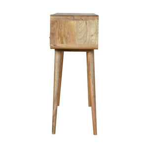 Curved Oak Finish Console Table | 2 Drawers | Solid Mango Wood