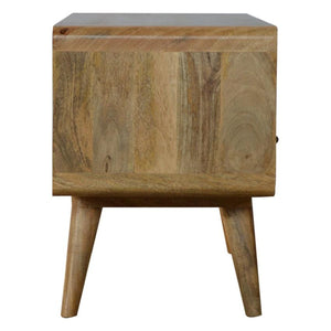 Curved Oak Finish Media Unit | 2 Drawers | Solid Mango Wood