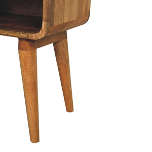 Curved Oak Open Bedside Table | Solid Mango Wood | Oak Finish | 1 Drawer Nightstand