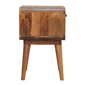 Curved Oak Open Bedside Table | Solid Mango Wood | Oak Finish | 1 Drawer Nightstand
