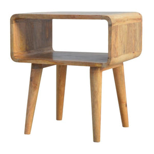 Curved Open Mango Wood Bedside Table | Nordic Legs
