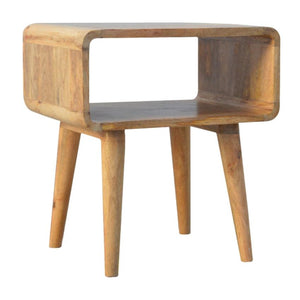 Curved Open Mango Wood Bedside Table | Nordic Legs