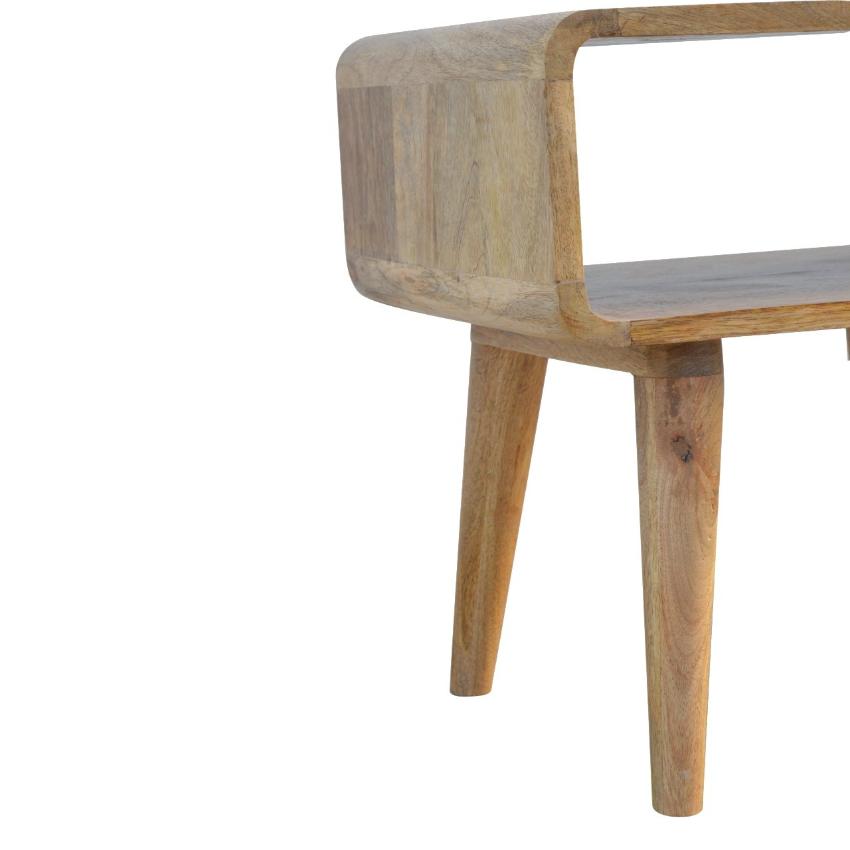 Curved Open Mango Wood Bedside Table | Nordic Legs