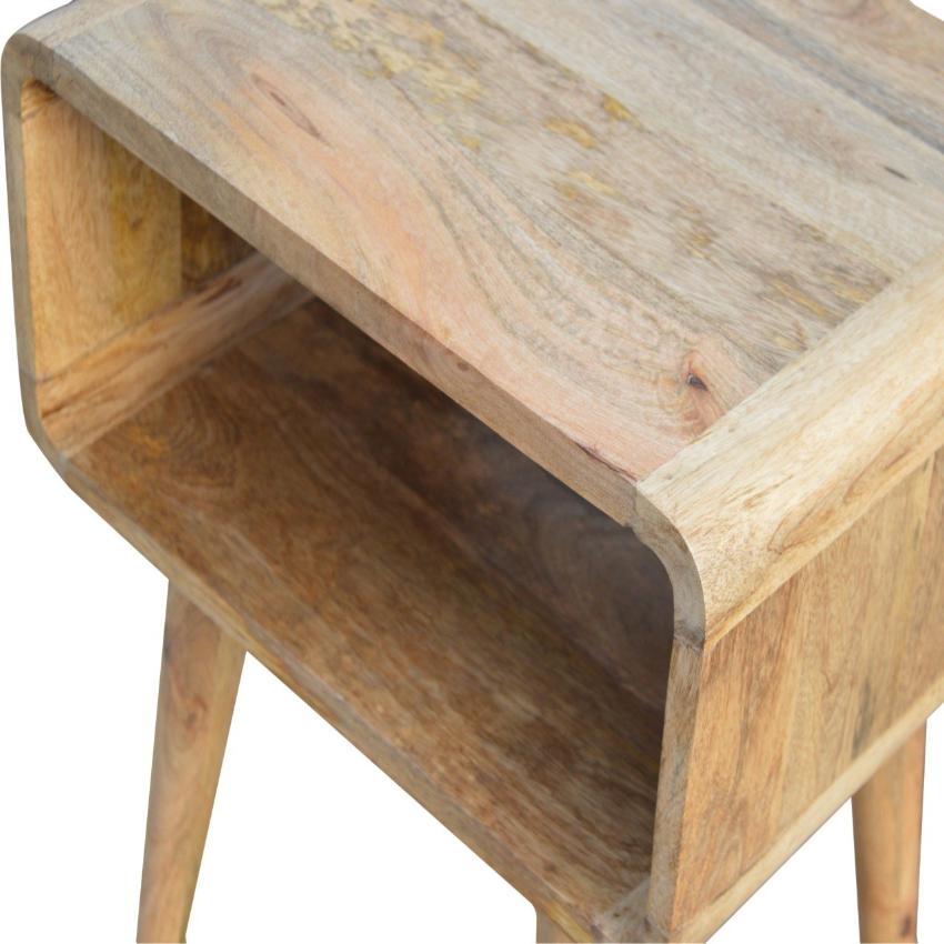 Curved Open Mango Wood Bedside Table | Nordic Legs