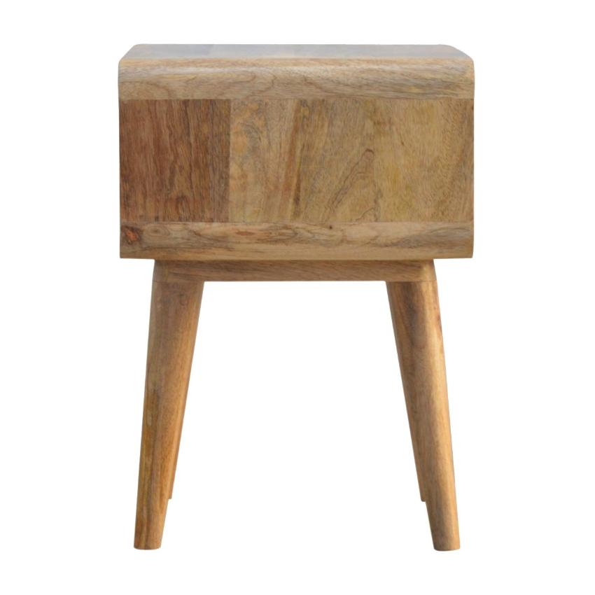 Curved Open Mango Wood Bedside Table | Nordic Legs