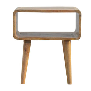 Curved Open Mango Wood Bedside Table | Nordic Legs