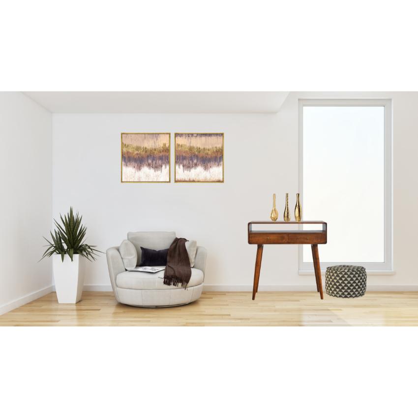 Curved Chestnut Console Table | Solid Mango Wood | Nordic Style
