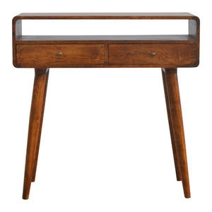 Curved Chestnut Console Table | Solid Mango Wood | Nordic Style