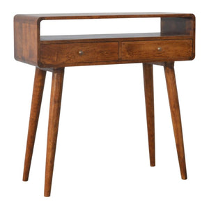 Curved Chestnut Console Table | Solid Mango Wood | Nordic Style