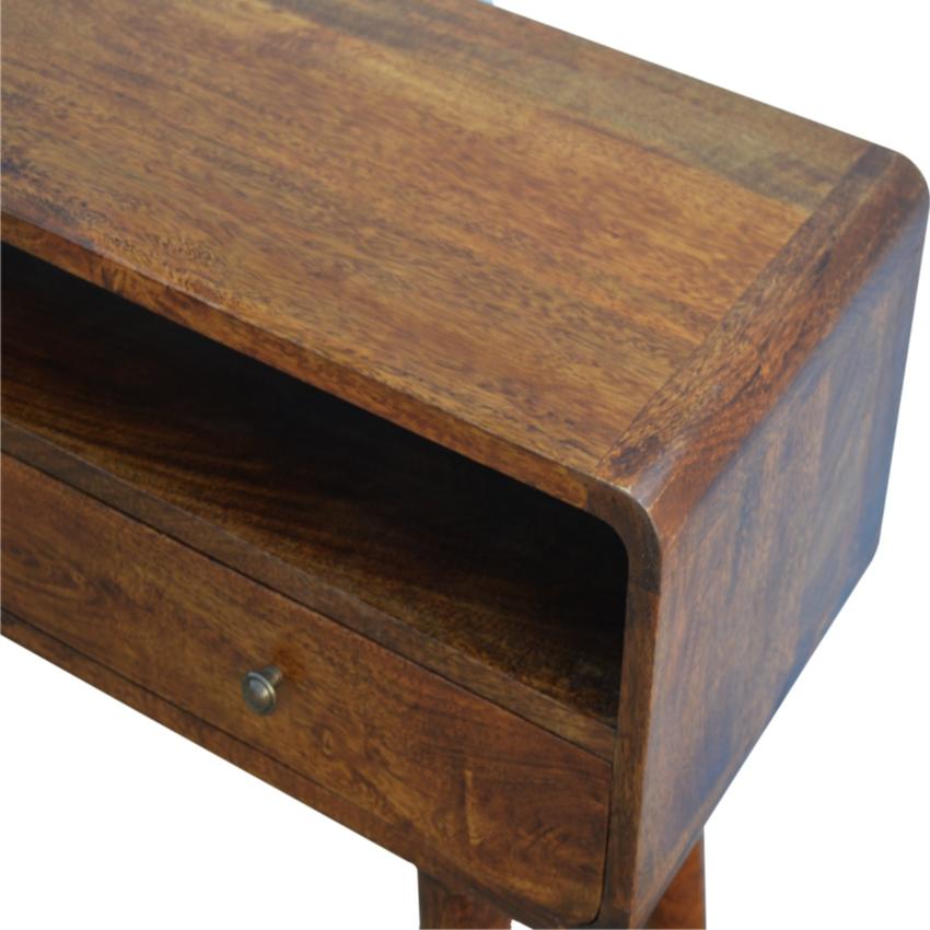 Curved Chestnut Console Table | Solid Mango Wood | Nordic Style