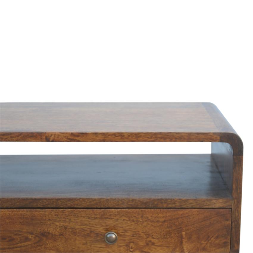 Curved Chestnut Console Table | Solid Mango Wood | Nordic Style