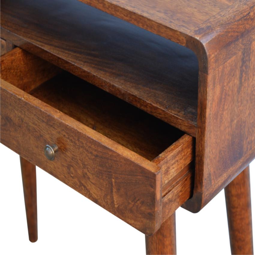Curved Chestnut Console Table | Solid Mango Wood | Nordic Style