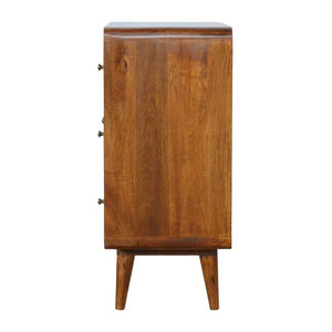 Curved Three-Drawer Chest | Solid Mango Wood | Chestnut Finish