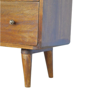 Curved Three-Drawer Chest | Solid Mango Wood | Chestnut Finish
