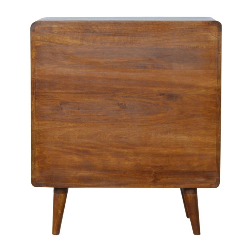 Curved Three-Drawer Chest | Solid Mango Wood | Chestnut Finish