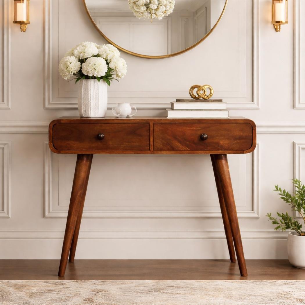 Curved Two-Drawer Console Table | Sculptural Hallway Storage
