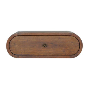 Curved Wall-Mounted Bedside Table | Solid Mango Wood | Chestnut Finish