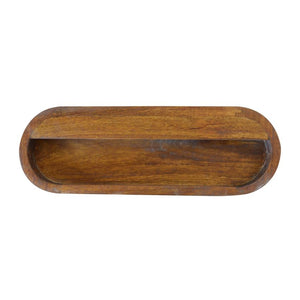 Curved Wall-Mounted Bedside Table | Solid Mango Wood | Chestnut Finish