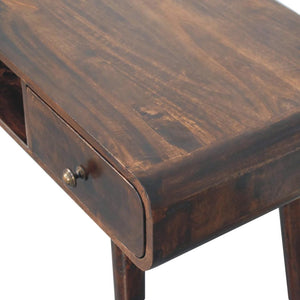 Curved Writing Desk | Solid Mango Wood | California Walnut Finish