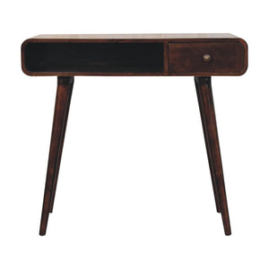 Curved Writing Desk | Solid Mango Wood | California Walnut Finish