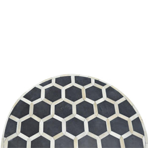 Cylindrical Bone Inlay Footstool | Decorative Inlay | Sculptural Accent Piece