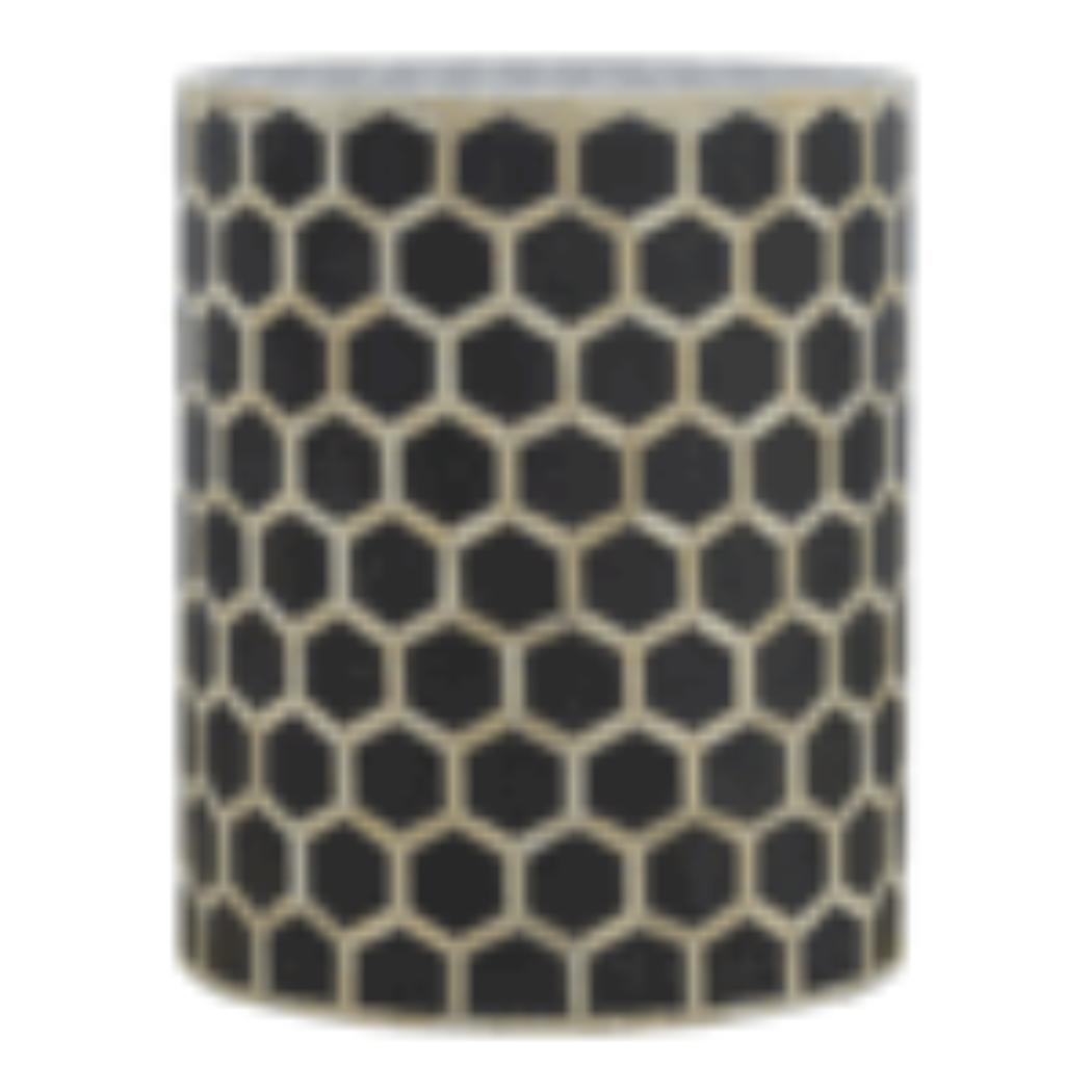 Cylindrical Bone Inlay Footstool | Decorative Inlay | Sculptural Accent Piece