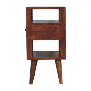 Dante Chestnut Bedside Table | Solid Mango Wood | Chestnut Finish | 1 Drawer Open Shelf Nightstand