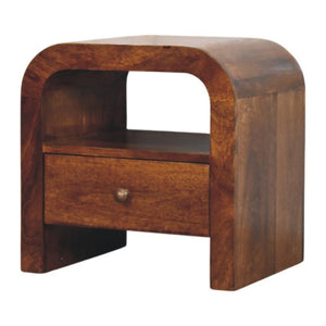 Darcy Chestnut Nightstand | Drawer & Open Shelf | Timber Bedside Storage