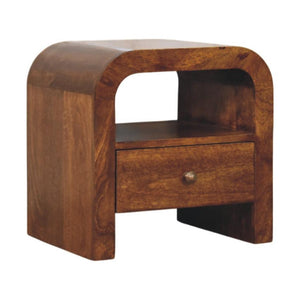 Darcy Chestnut Nightstand | Drawer & Open Shelf | Timber Bedside Storage