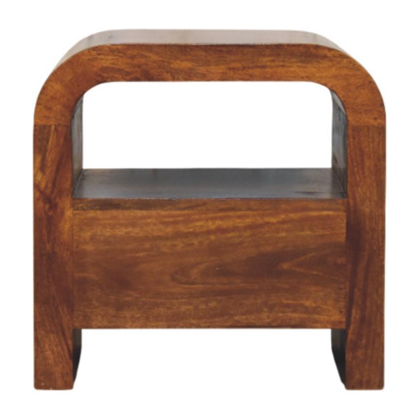 Darcy Chestnut Nightstand | Drawer & Open Shelf | Timber Bedside Storage