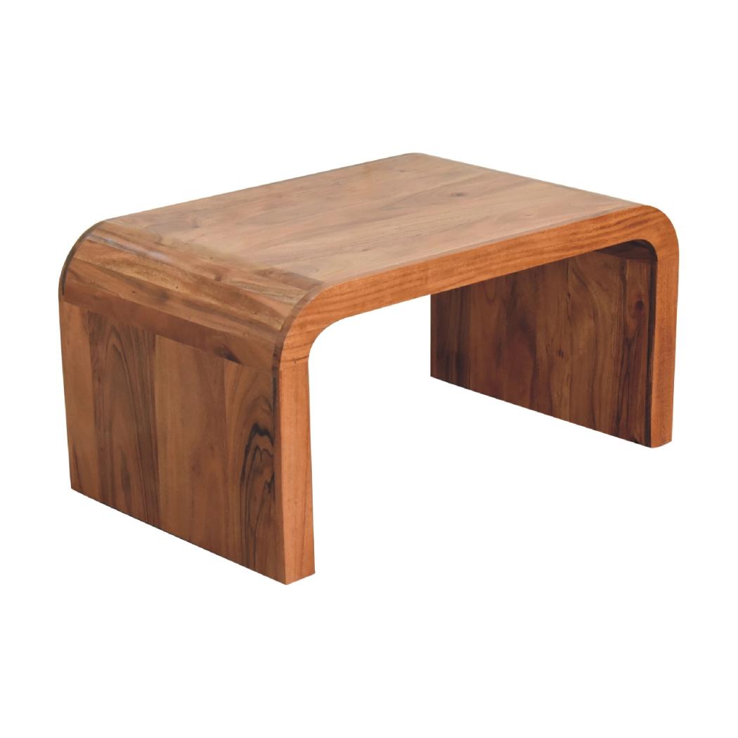 Darcy Coffee Table | Solid Acacia Wood | Caramel Finish | Curved Coffee Table