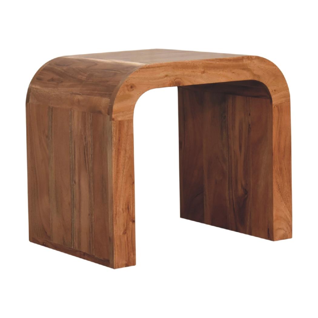 Darcy End Table | Solid Acacia Wood | Caramel Finish | Curved Side Table