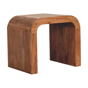Darcy End Table | Solid Acacia Wood | Caramel Finish | Curved Side Table