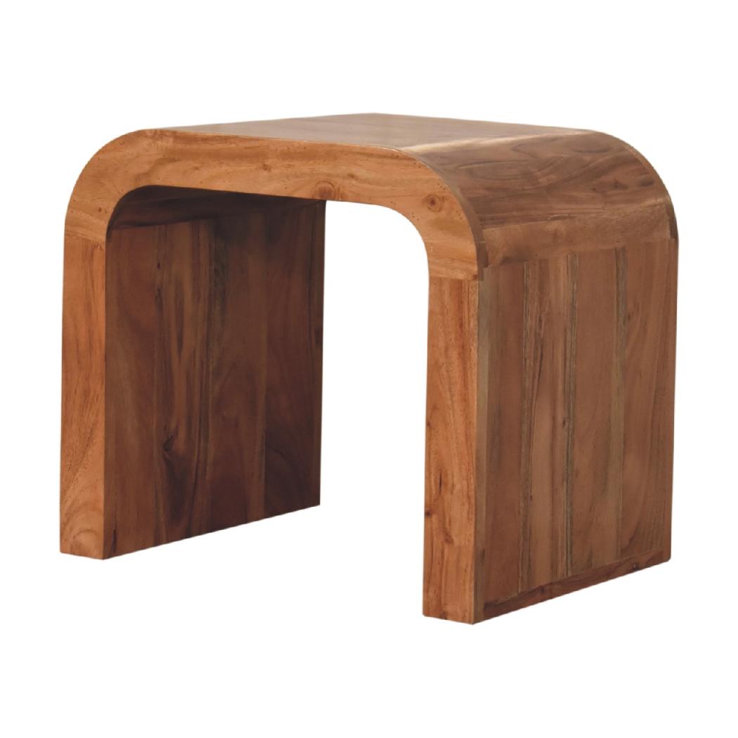 Darcy End Table | Solid Acacia Wood | Caramel Finish | Curved Side Table